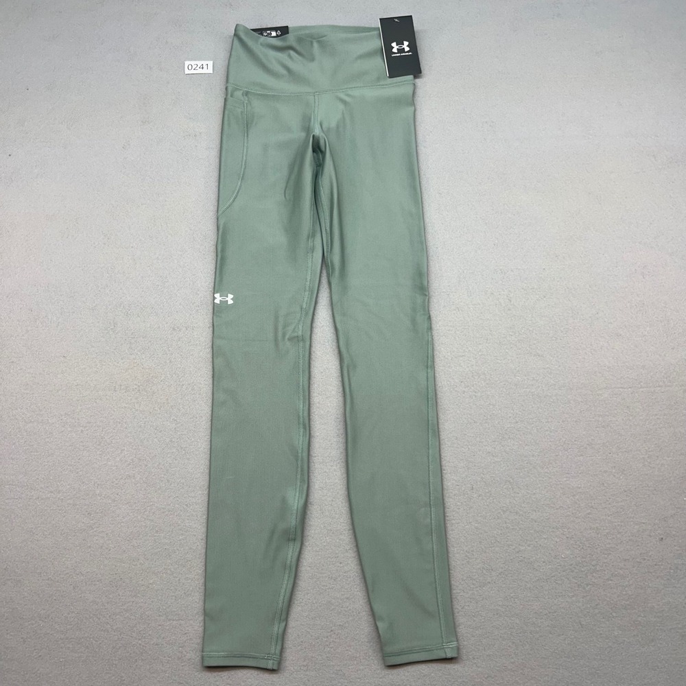 Under Armour Tech HiRise Leggings Green XS Compression Athletic 1365336 NEW